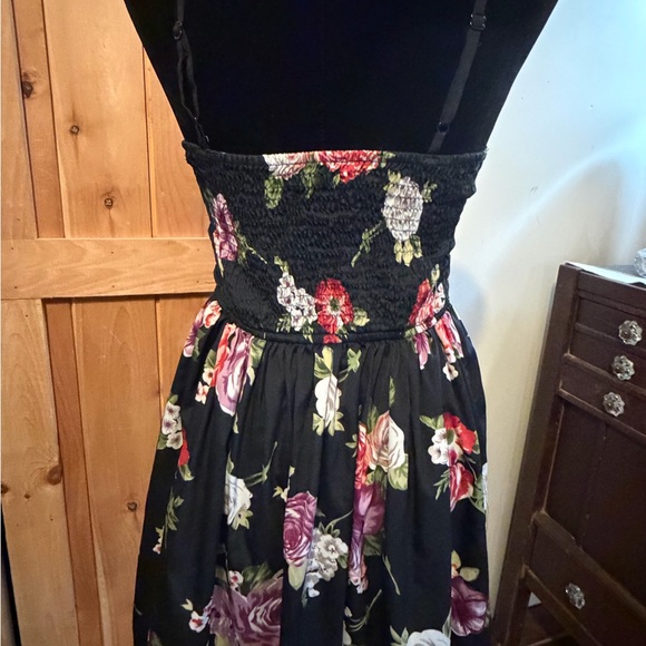 Floral Black Strapless Dress - Picture 3 of 3